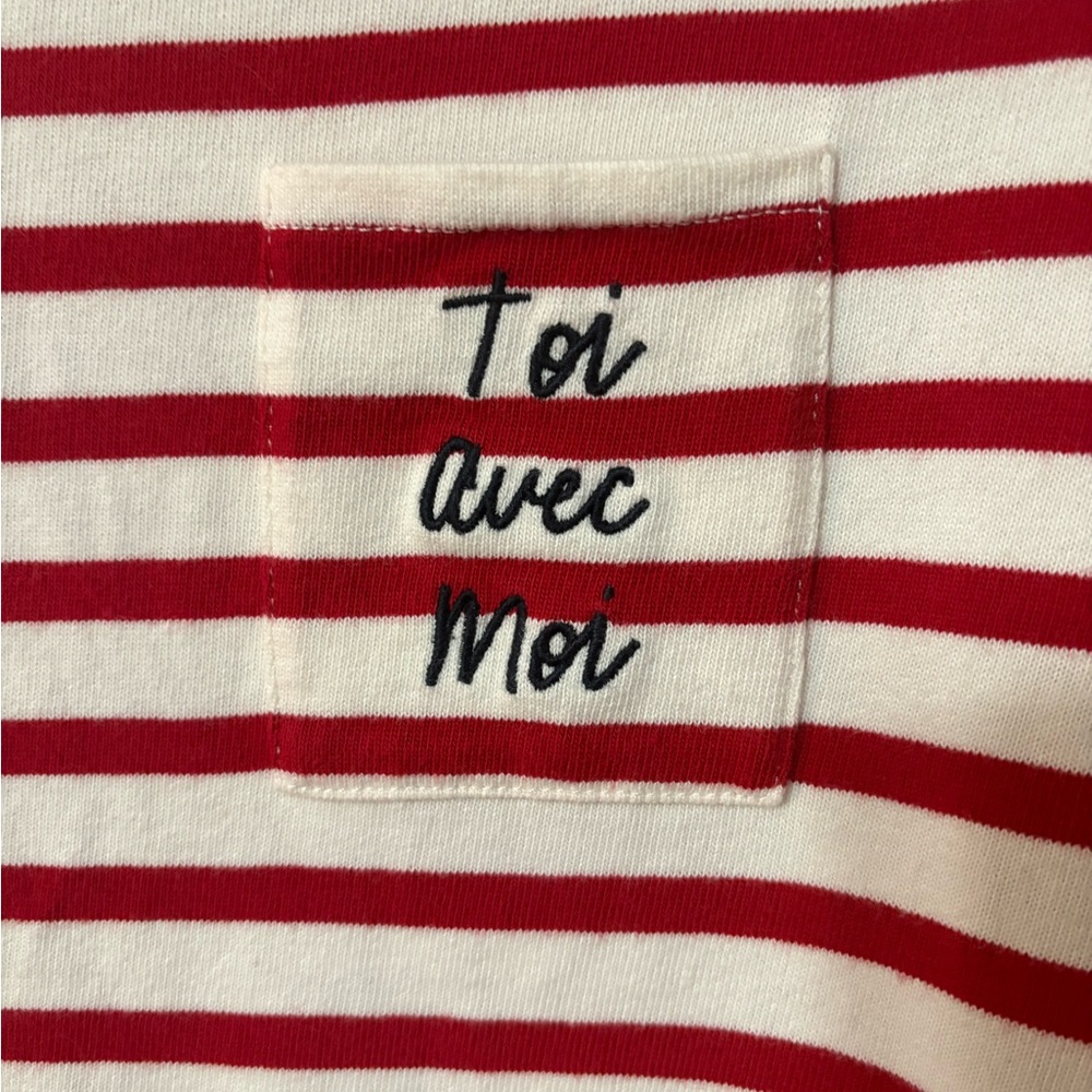 Madewell et Sezane Red and White Striped 3/4 Length Sleeve Tee - Picture 6 of 8